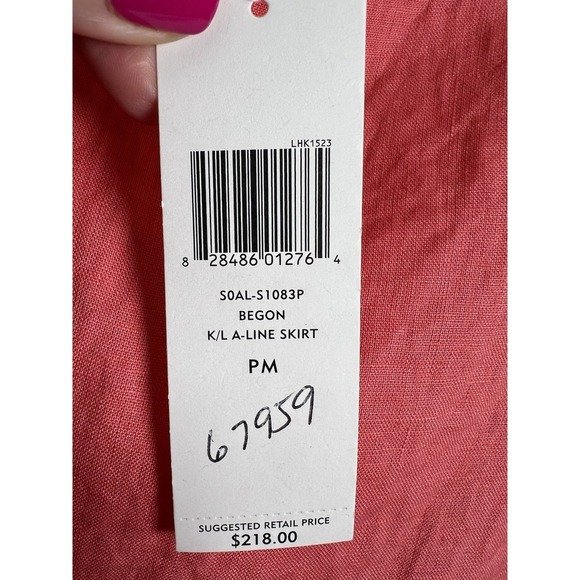 Eileen Fisher Womens 100% Irish Linen A-Line Ruffle Skirt Size PM Coral NWT - Picture 3 of 8